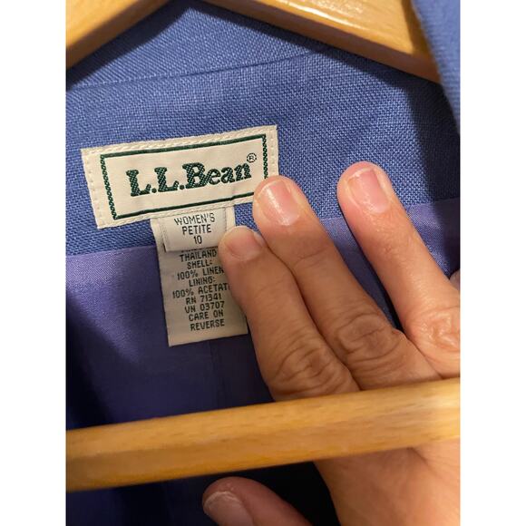 L.L Bean light blue linen blazer collared 3 buttons lined pockets Size 10p - Picture 6 of 6